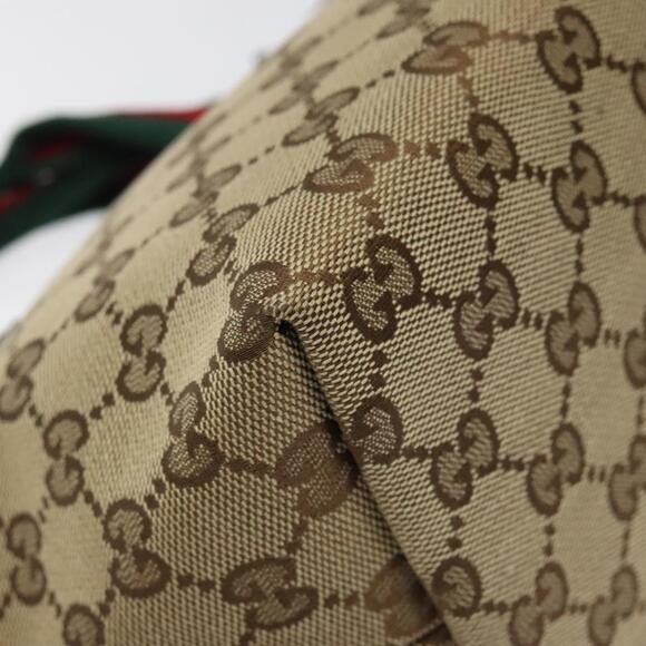 GUCCI GG Canvas Web Sherry Line Hand Bag Beige Silver - Picture 13 of 16